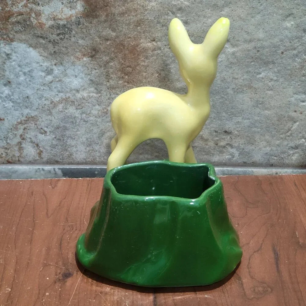 Vintage Shawnee USA Shiny Glaze Deer Fawn Ceramic Planter Vase